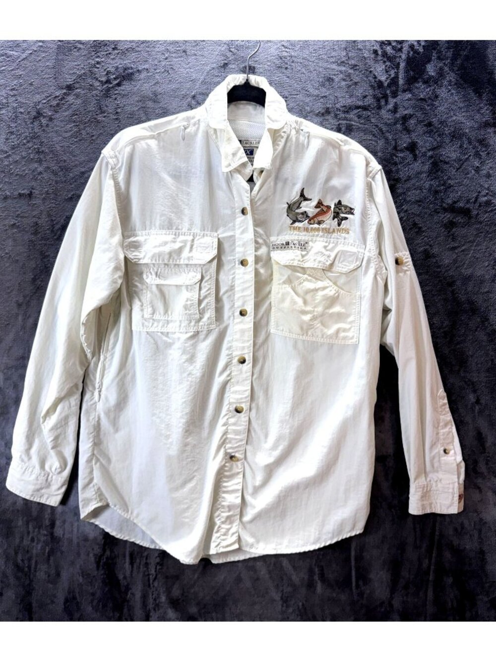 Hook & Tackle Air/X Fishing Shirt M 10,000 Islands UV Button Up Long Sleeve Vent